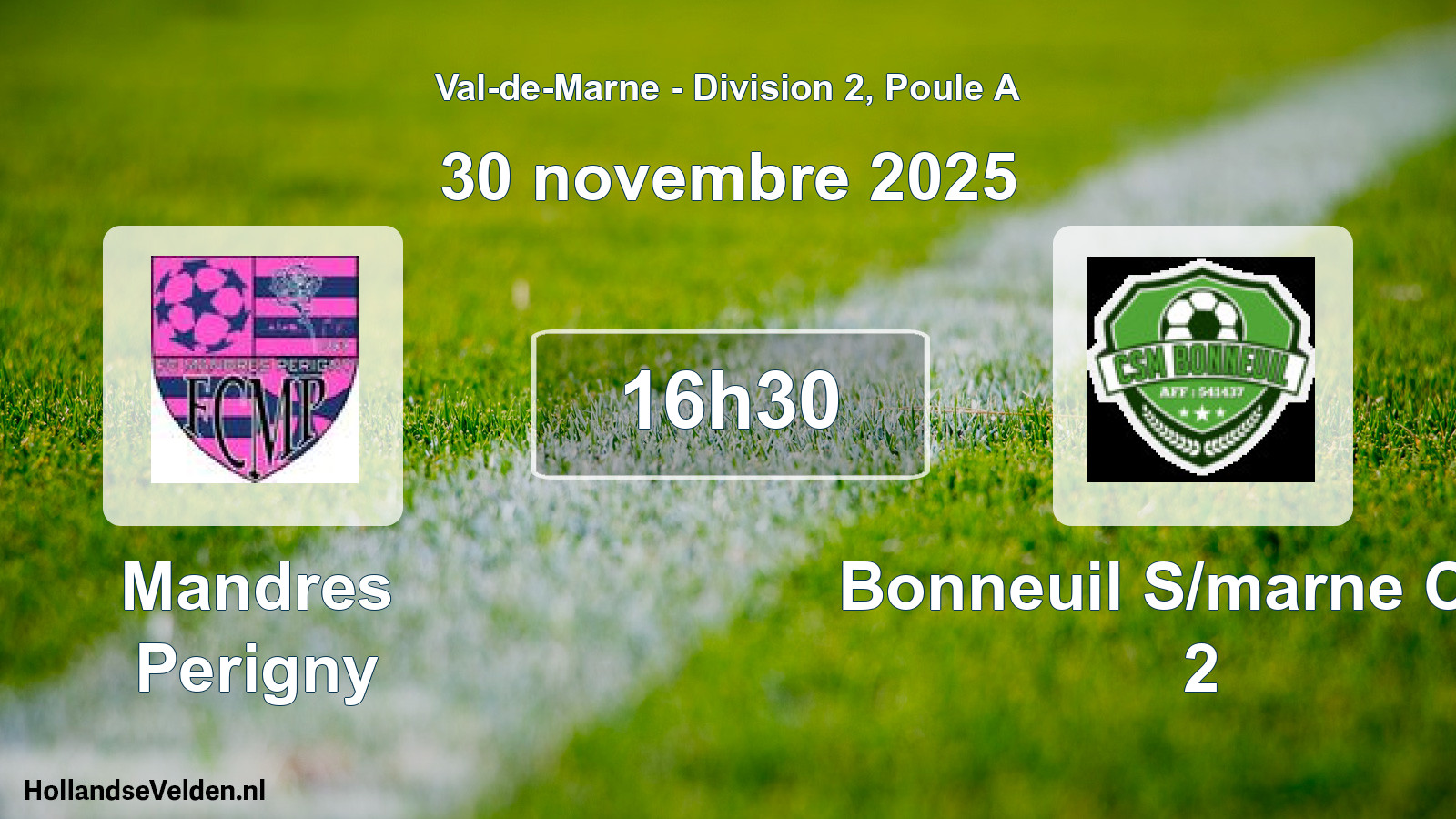 Match programmé: Mandres Perigny - Bonneuil S/marne Csm 2 (30 novembre 2025)