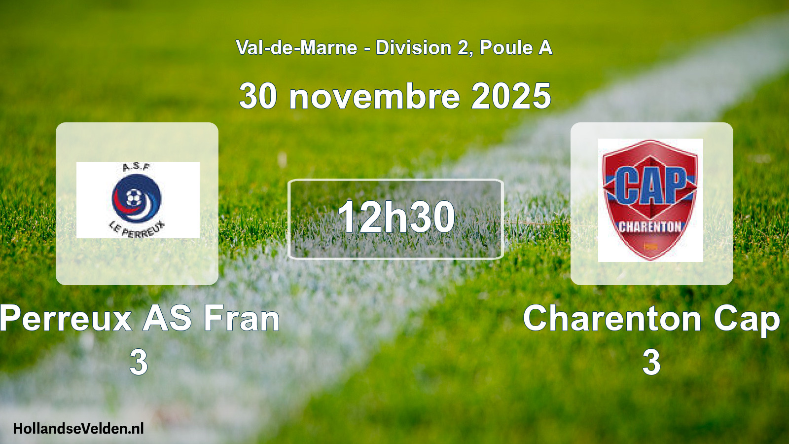 Scheduled Match: Perreux AS Fran 3 - Charenton Cap 3 (30 November 2025)