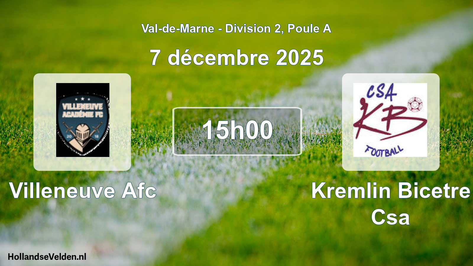 Geplande wedstrijd: Villeneuve Afc - Kremlin Bicetre Csa (7 december 2025)