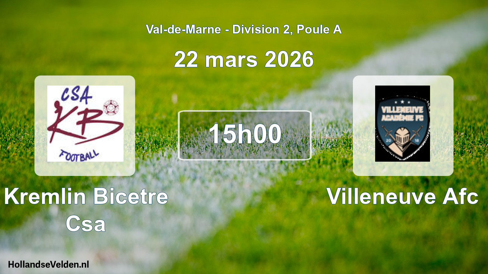 Match programmé: Kremlin Bicetre Csa - Villeneuve Afc (22 mars 2026)