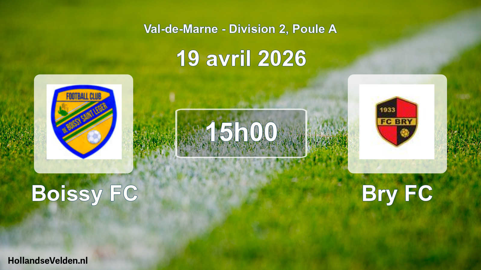 Match programmé: Boissy FC - Bry FC (19 avril 2026)
