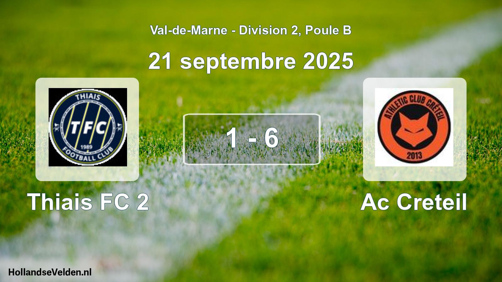 Match joué: Thiais FC 2 - Ac Creteil 1 - 6 (21 septembre 2025)