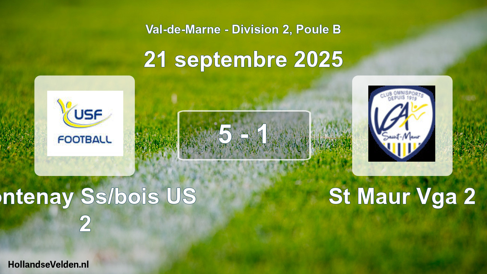 Match joué: Fontenay Ss/bois US 2 - St Maur Vga 2 5 - 1 (21 septembre 2025)