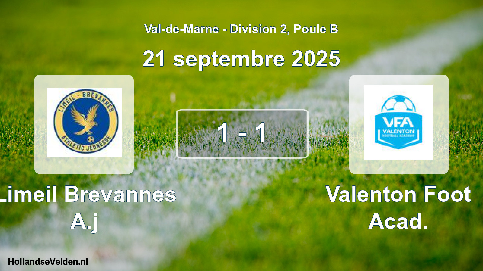 Gespeelde wedstrijd: Limeil Brevannes A.j - Valenton Foot Acad. 1 - 1 (21 september 2025)