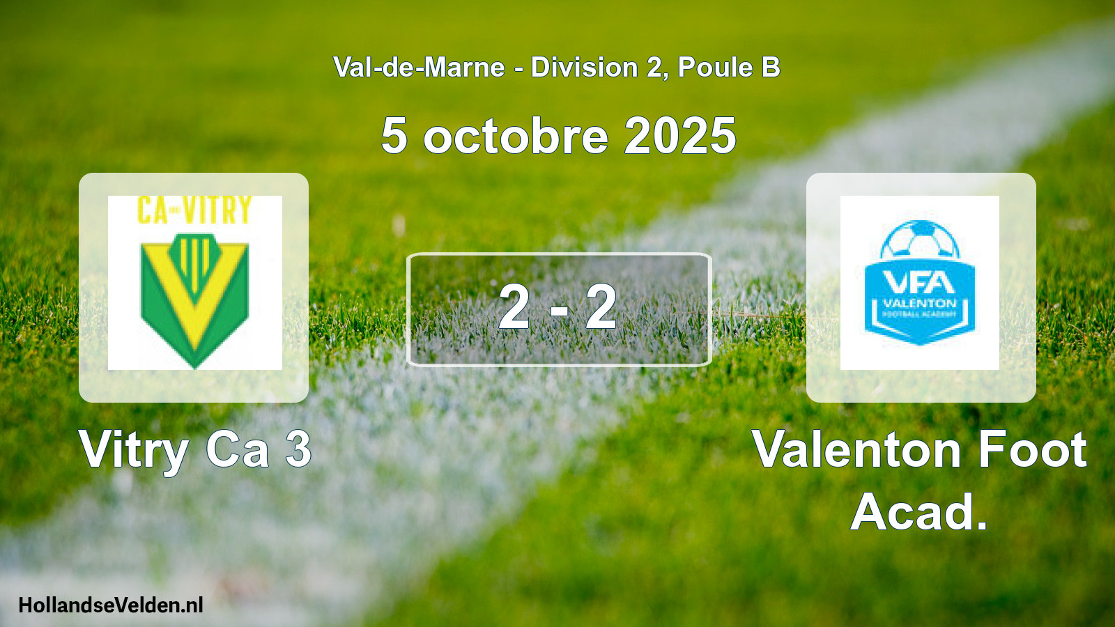 Match joué: Vitry Ca 3 - Valenton Foot Acad. 2 - 2 (5 octobre 2025)
