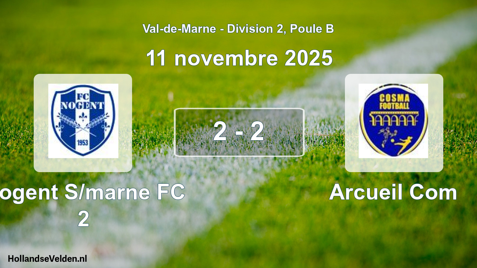 Match joué: Nogent S/marne FC 2 - Arcueil Com 2 - 2 (11 novembre 2025)