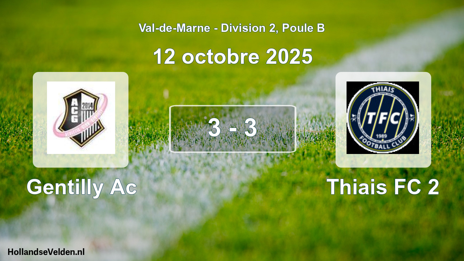 Gespeelde wedstrijd: Gentilly Ac - Thiais FC 2 3 - 3 (12 oktober 2025)
