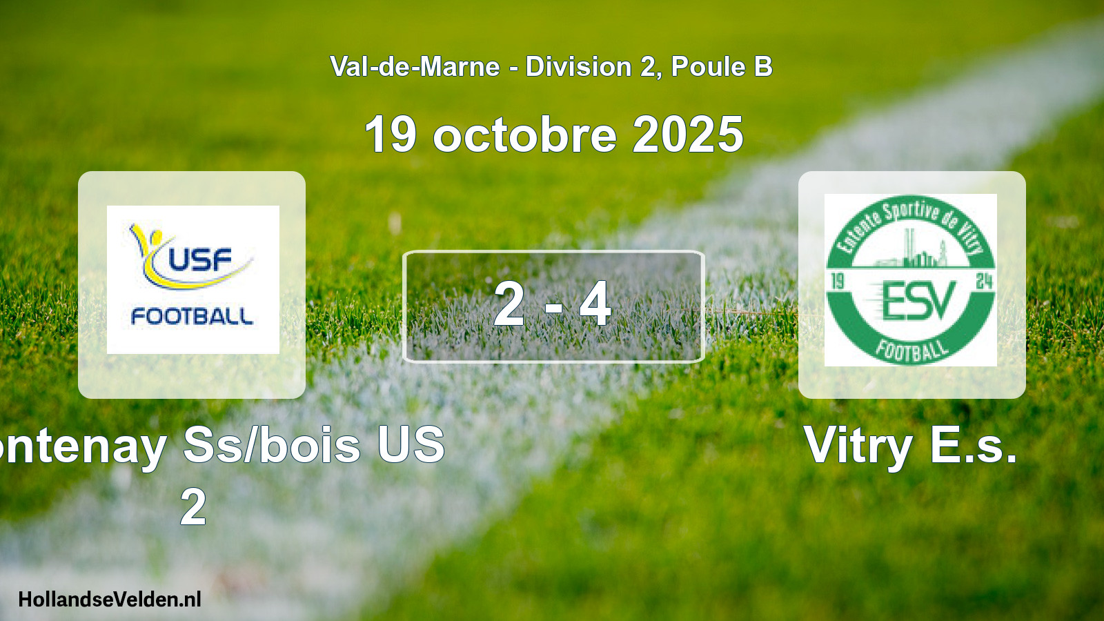 Match joué: Fontenay Ss/bois US 2 - Vitry E.s. 2 - 4 (19 octobre 2025)