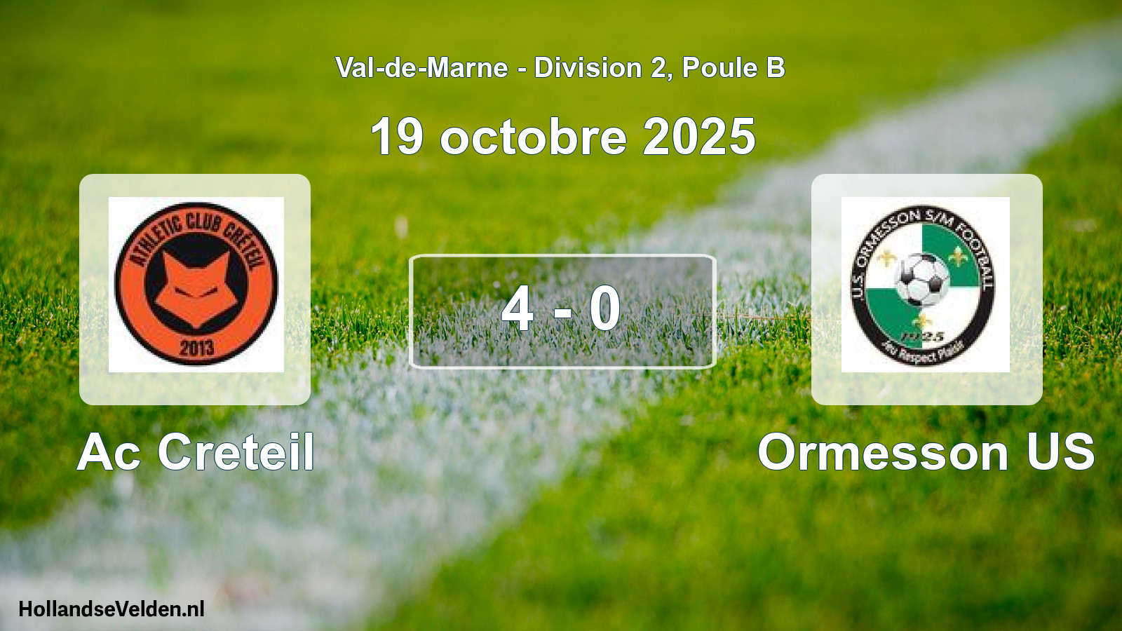 Total number of matches played: Ac Creteil - Ormesson US 4 - 0 (19 October 2025)