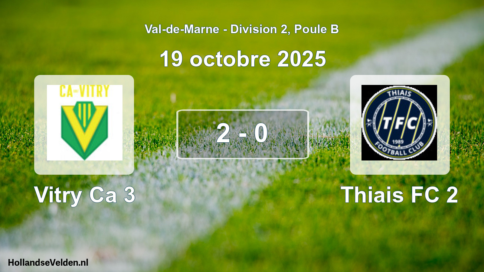 Match joué: Vitry Ca 3 - Thiais FC 2 2 - 0 (19 octobre 2025)