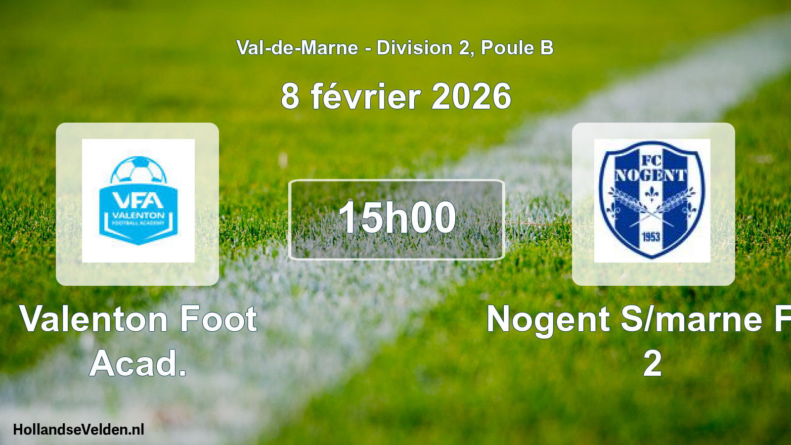 Match programmé: Valenton Foot Acad. - Nogent S/marne FC 2 (8 février 2026)