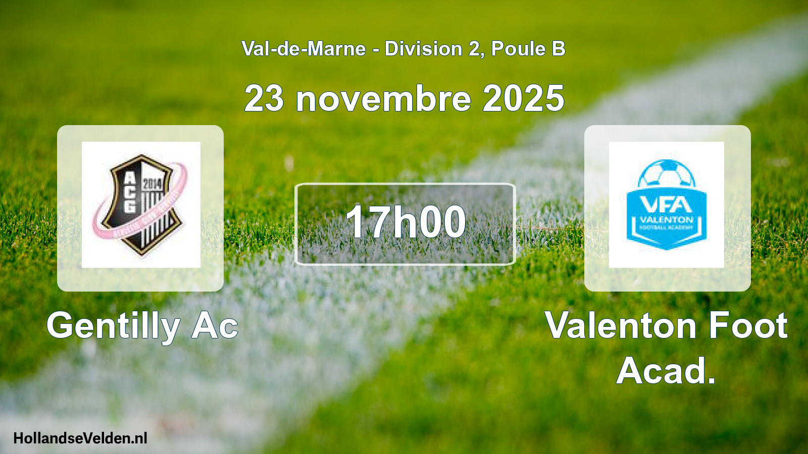 Geplande wedstrijd: Gentilly Ac - Valenton Foot Acad. (23 november 2025)