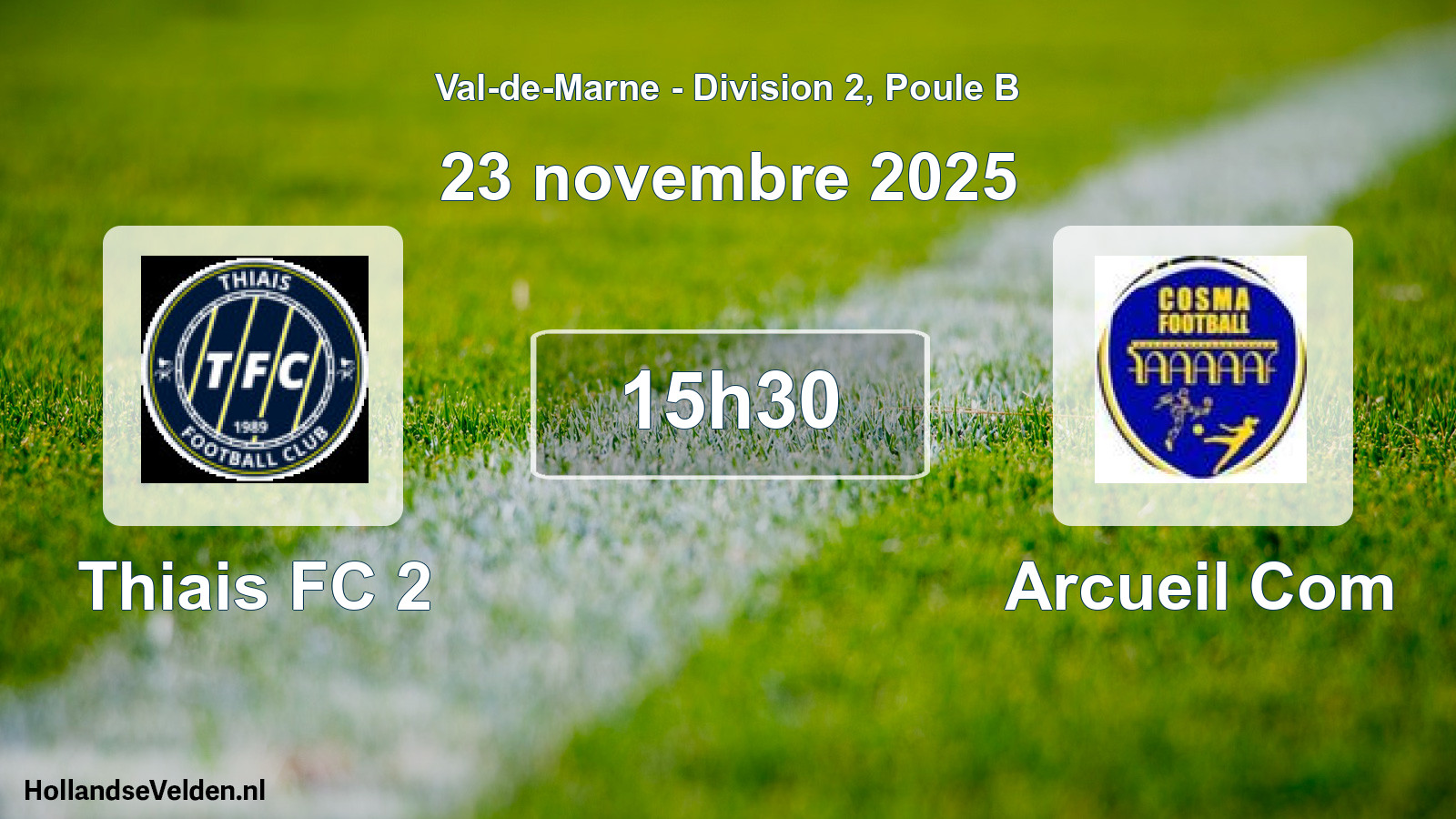 Match programmé: Thiais FC 2 - Arcueil Com (23 novembre 2025)