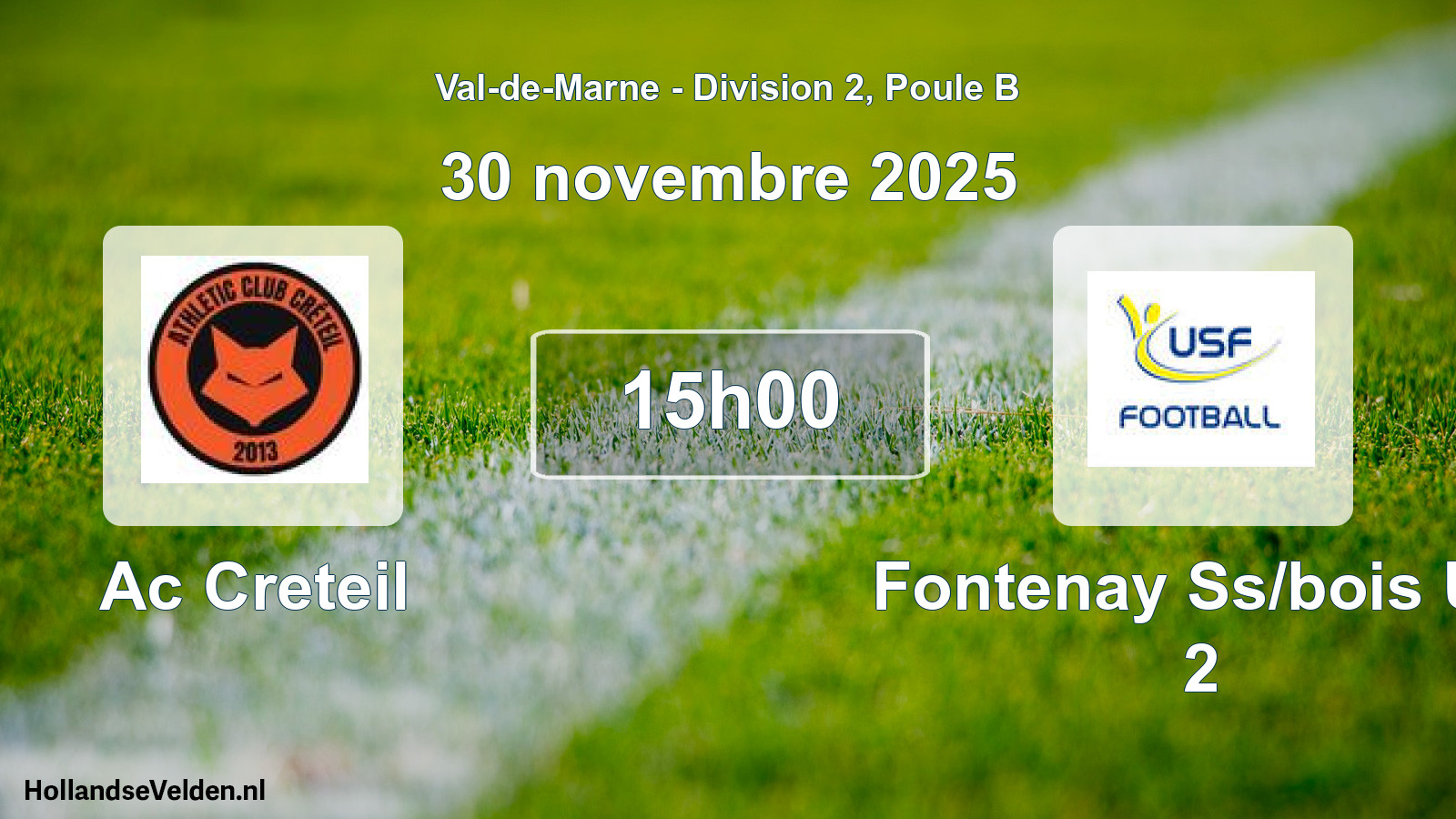 Match programmé: Ac Creteil - Fontenay Ss/bois US 2 (30 novembre 2025)