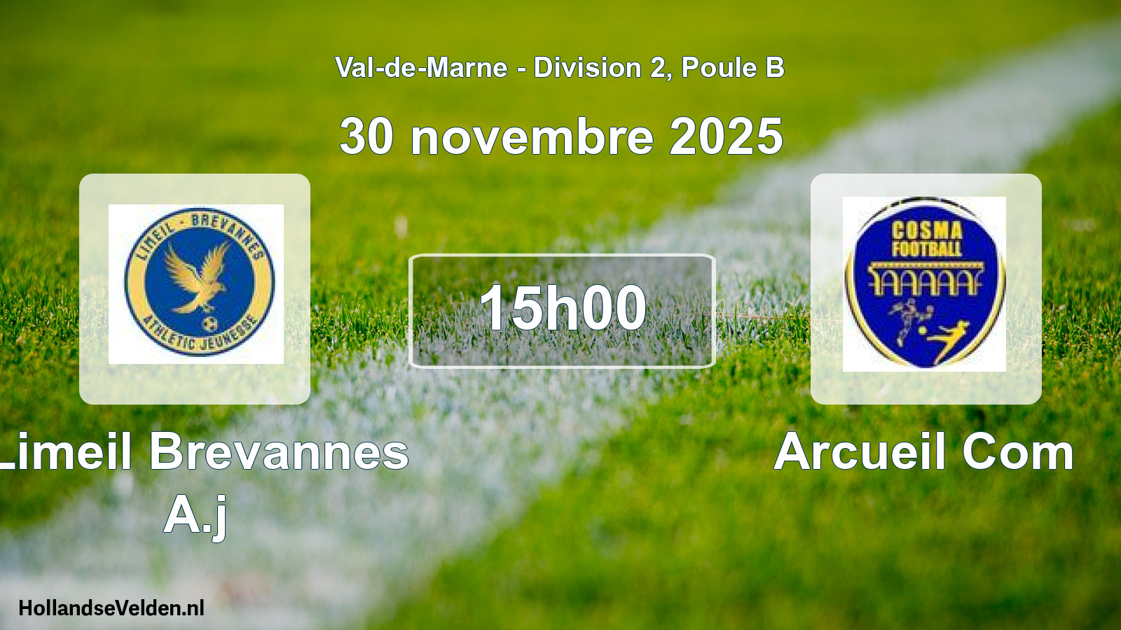 Match programmé: Limeil Brevannes A.j - Arcueil Com (30 novembre 2025)