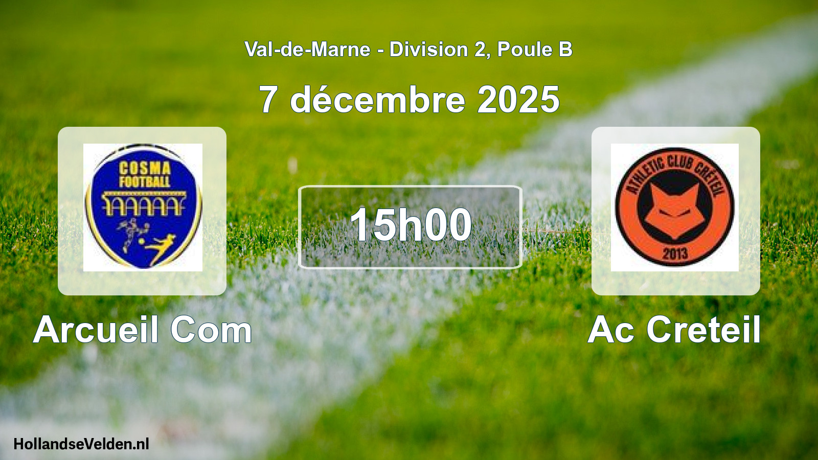 Match programmé: Arcueil Com - Ac Creteil (7 décembre 2025)
