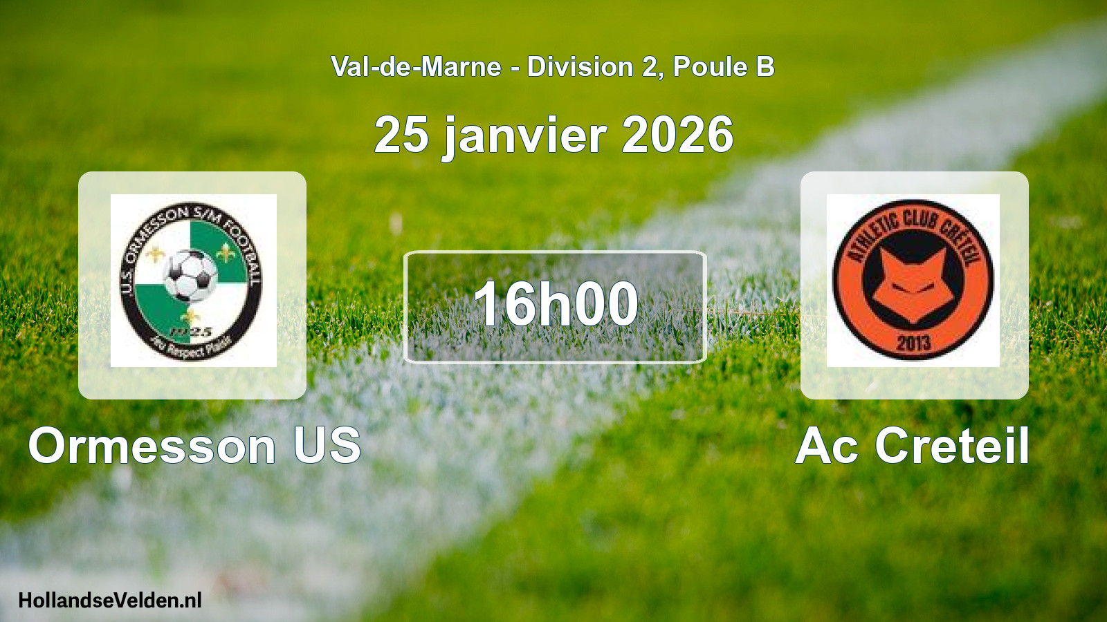 Match programmé: Ormesson US - Ac Creteil (25 janvier 2026)