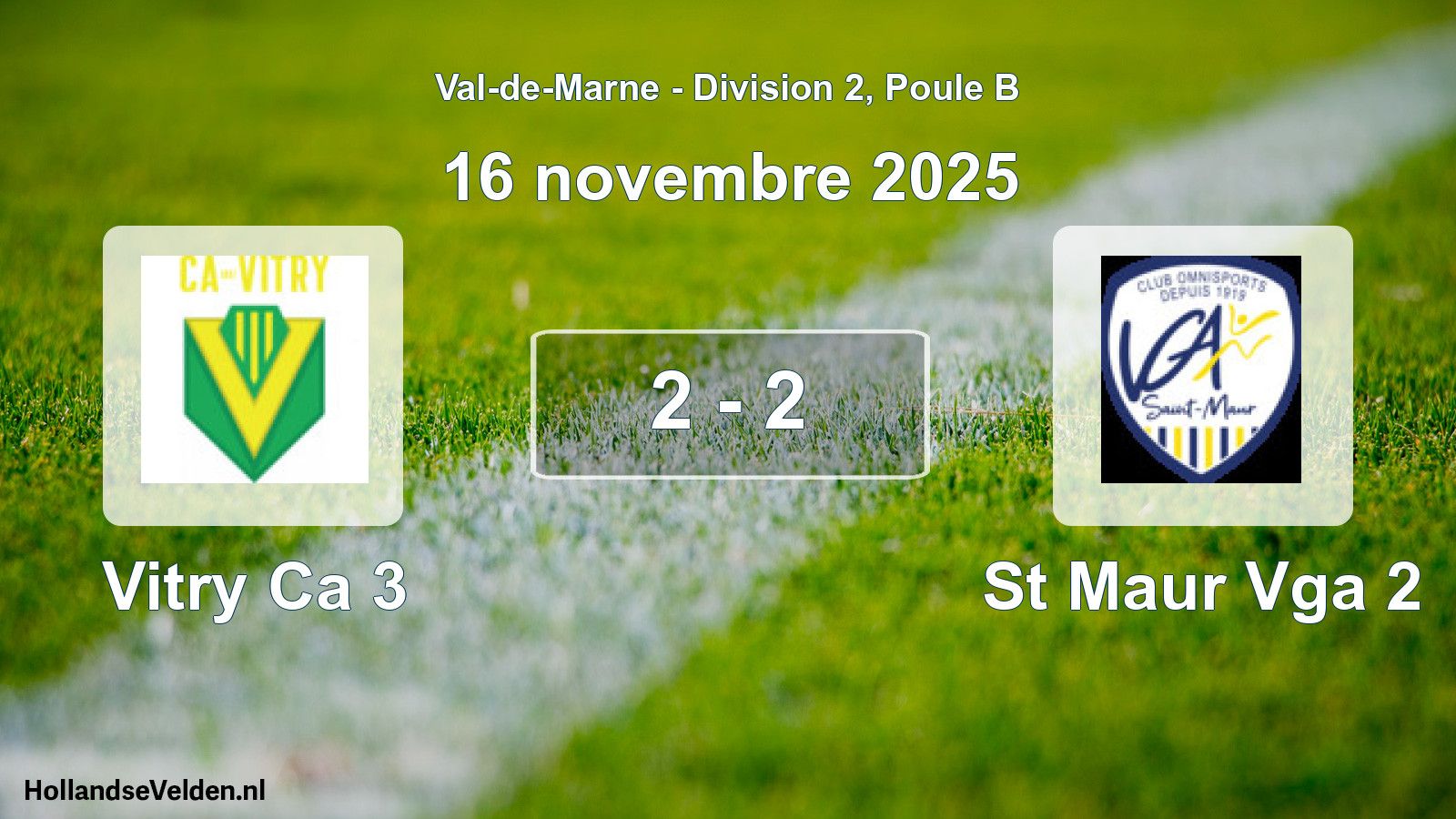 Match joué: Vitry Ca 3 - St Maur Vga 2 2 - 2 (16 novembre 2025)