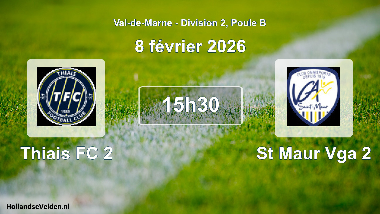 Match programmé: Thiais FC 2 - St Maur Vga 2 (8 février 2026)