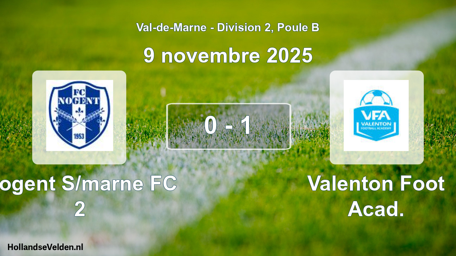 Match joué: Nogent S/marne FC 2 - Valenton Foot Acad. 0 - 1 (9 novembre 2025)