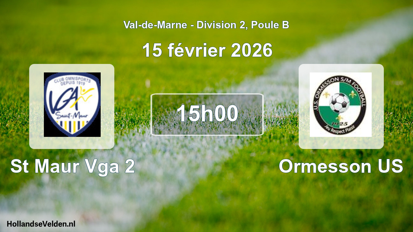 Match programmé: St Maur Vga 2 - Ormesson US (15 février 2026)