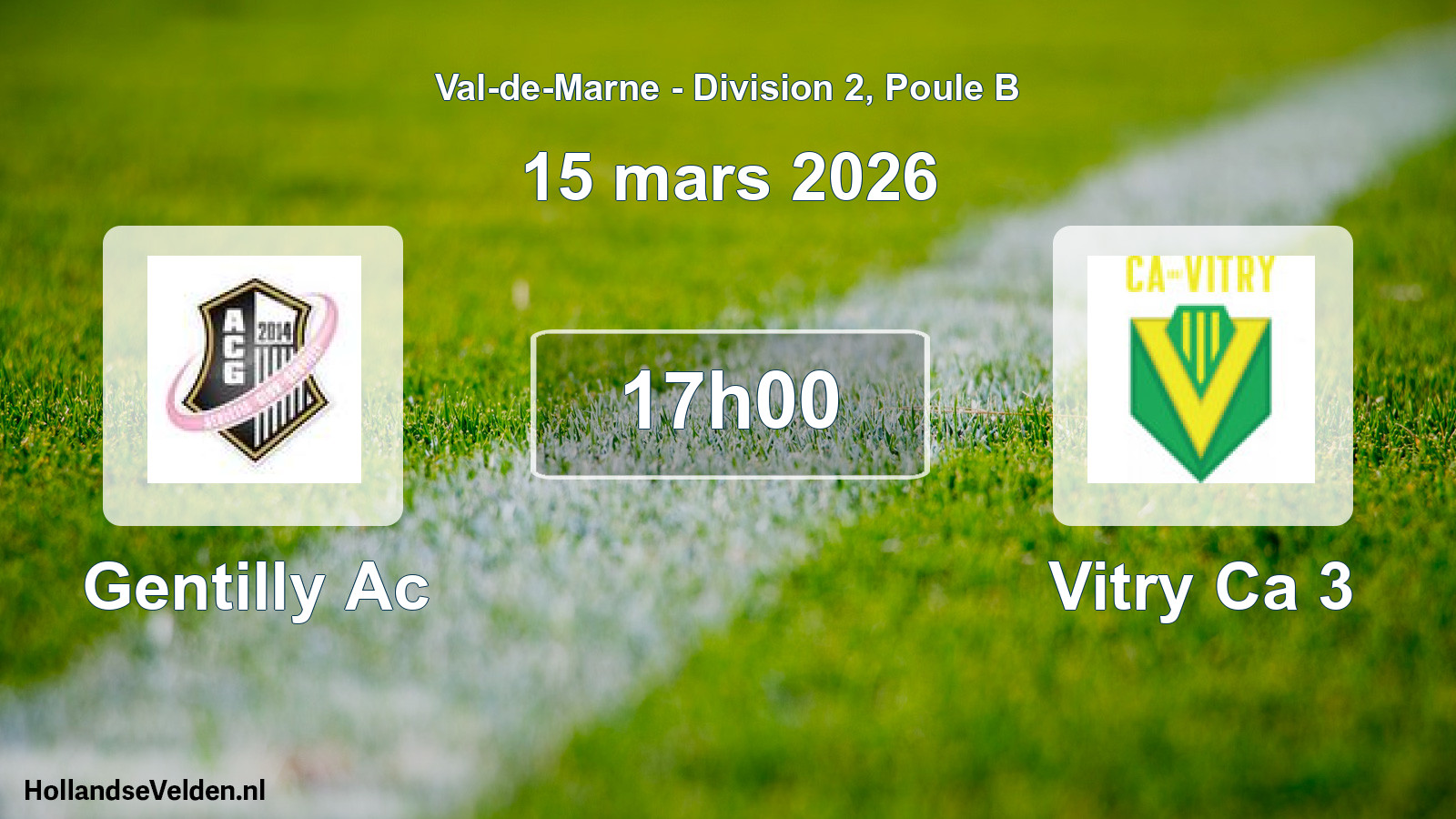 Match programmé: Gentilly Ac - Vitry Ca 3 (15 mars 2026)