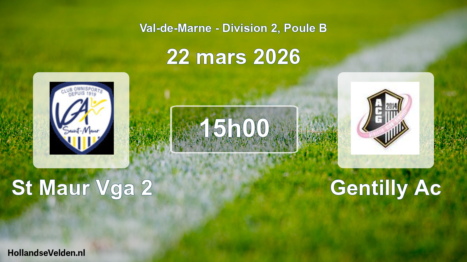 Match programmé: St Maur Vga 2 - Gentilly Ac (22 mars 2026)