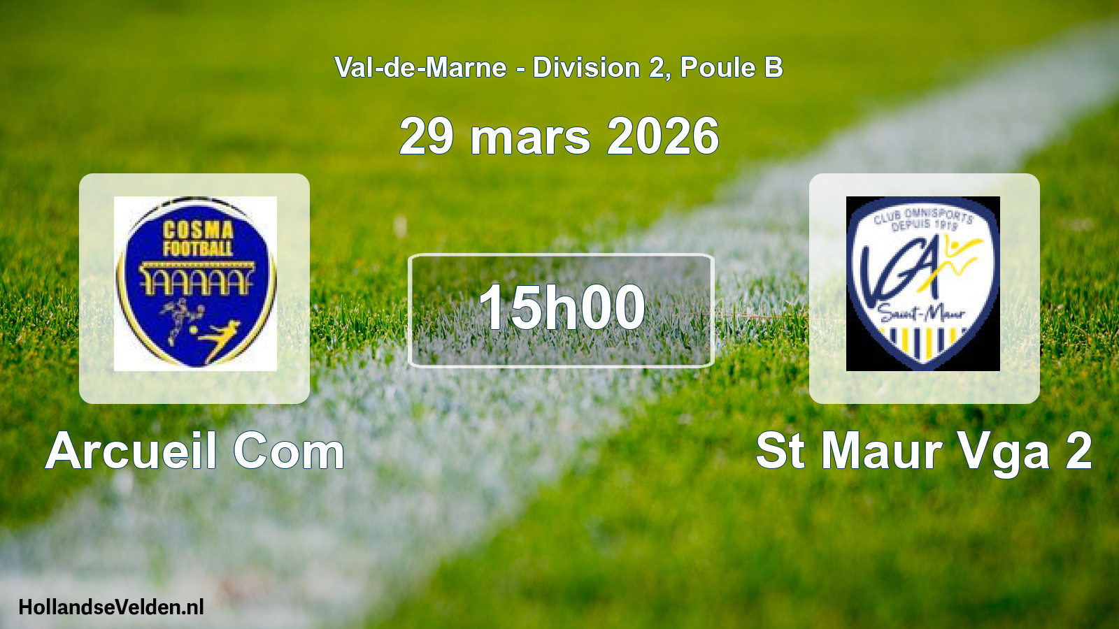 Geplande wedstrijd: Arcueil Com - St Maur Vga 2 (29 maart 2026)
