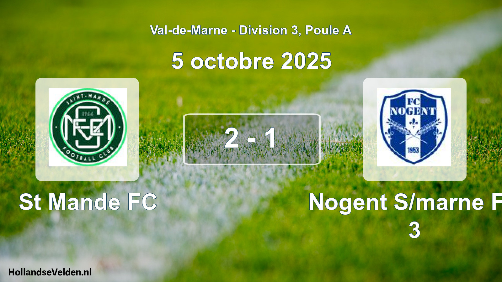 Match joué: St Mande FC - Nogent S/marne FC 3 2 - 1 (5 octobre 2025)