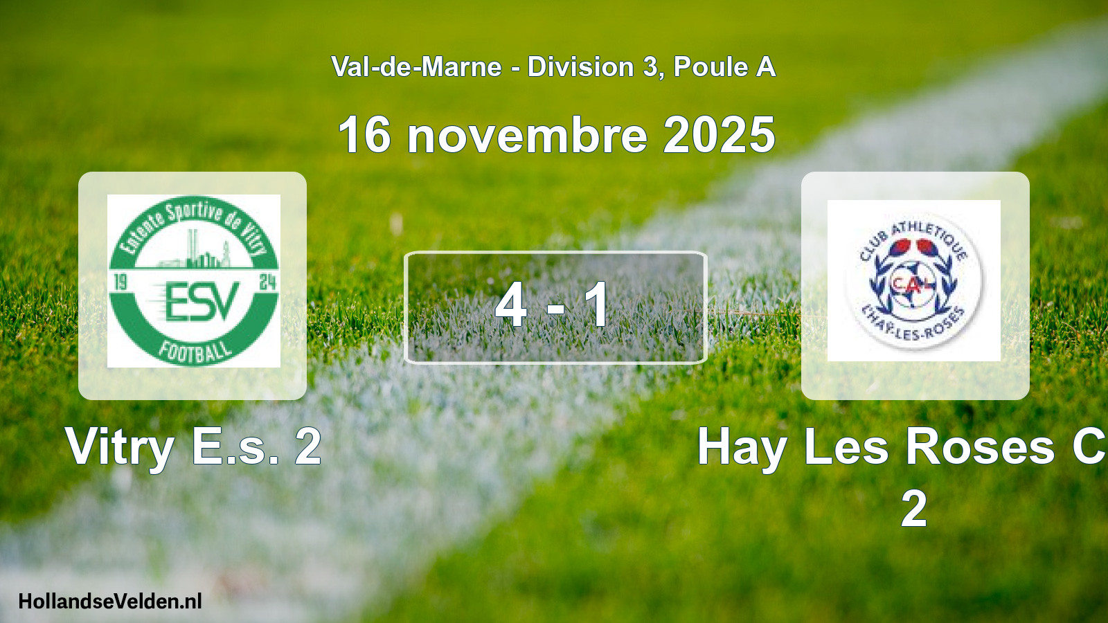 Match joué: Vitry E.s. 2 - Hay Les Roses Ca 2 4 - 1 (16 novembre 2025)