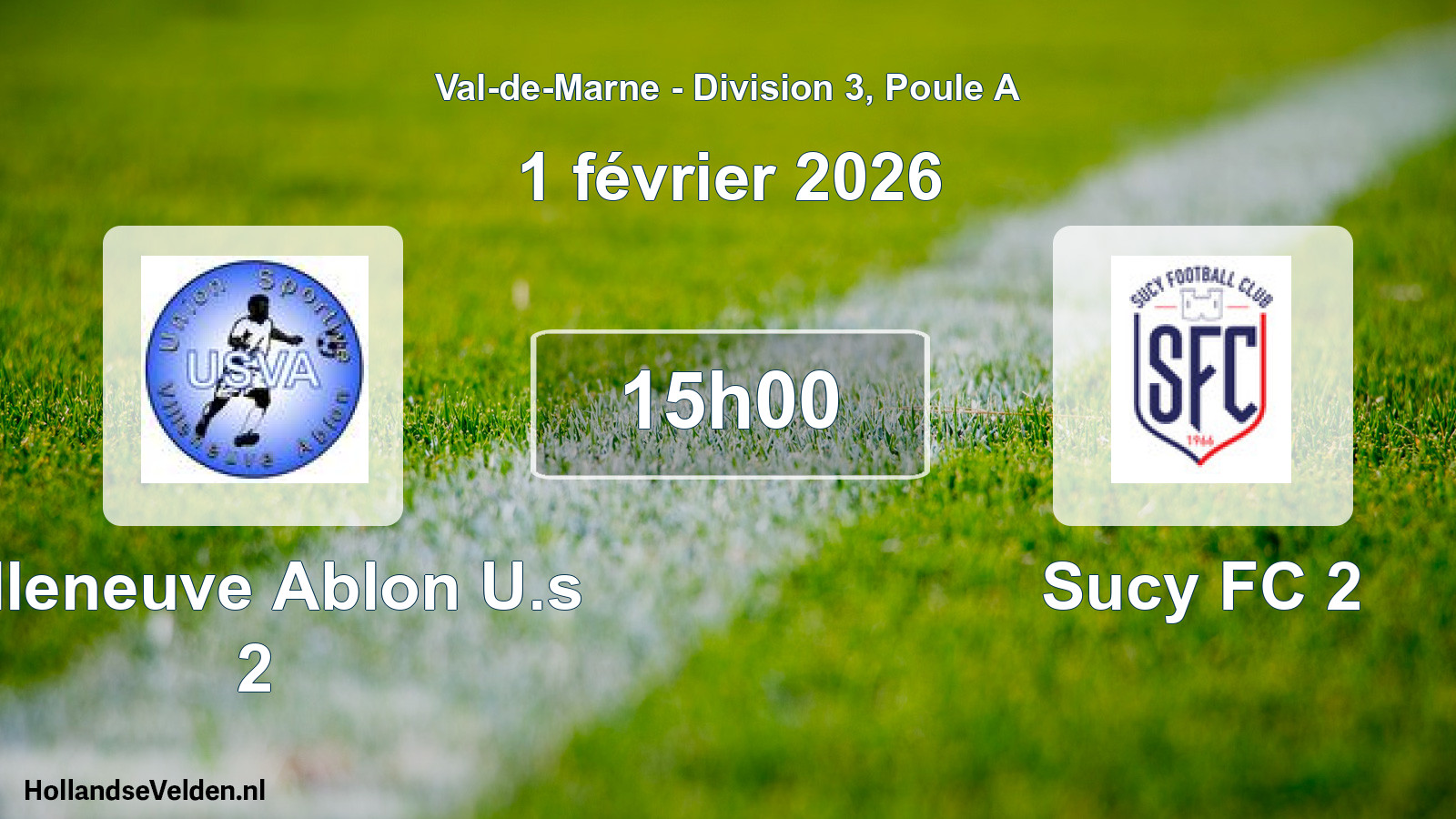 Geplande wedstrijd: Villeneuve Ablon U.s 2 - Sucy FC 2 (1 februari 2026)