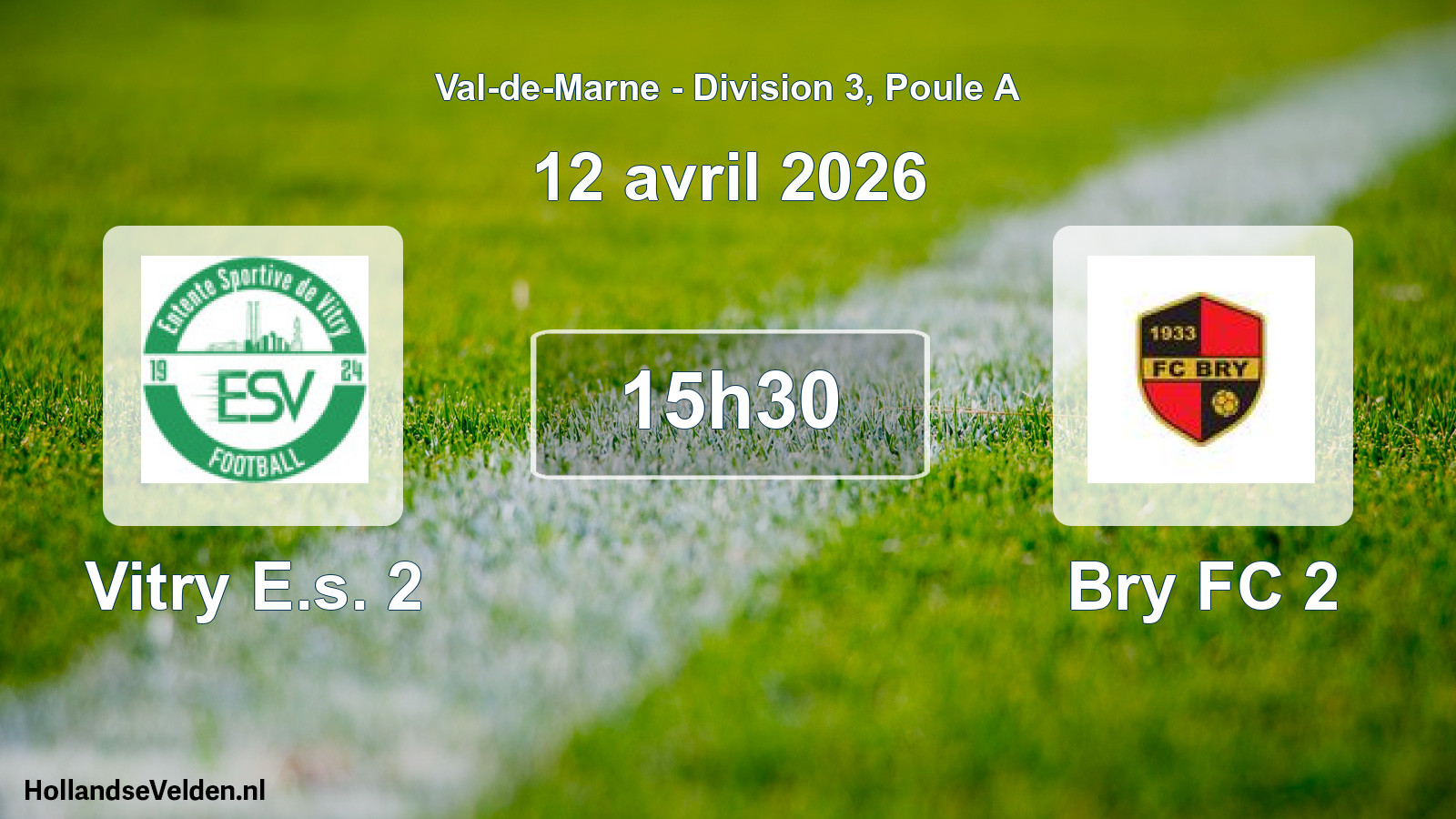 Match programmé: Vitry E.s. 2 - Bry FC 2 (12 avril 2026)