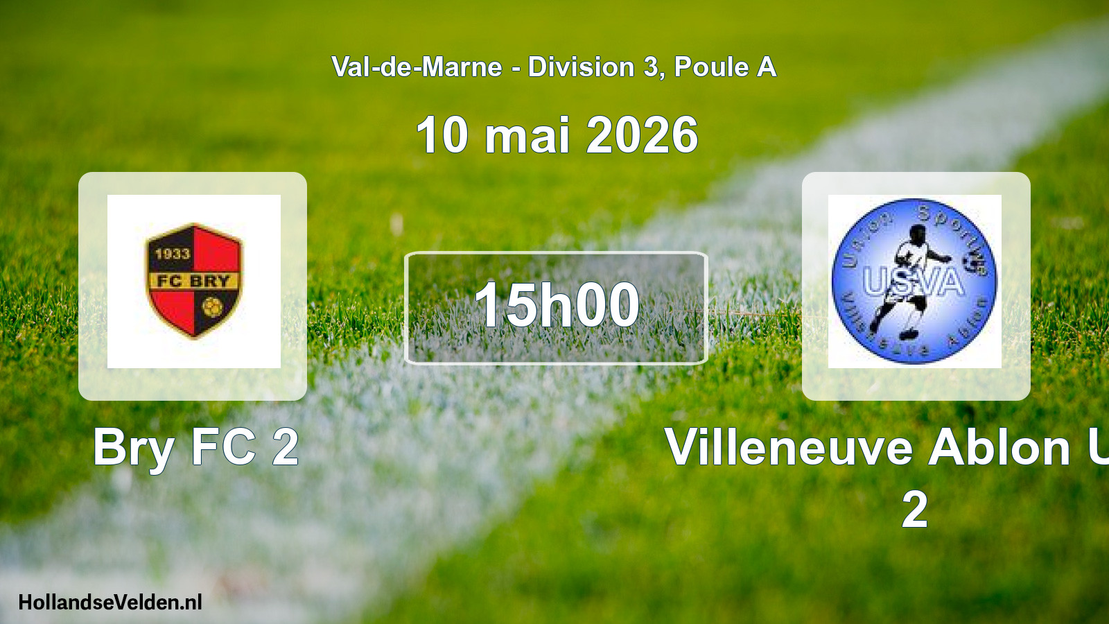 Match programmé: Bry FC 2 - Villeneuve Ablon U.s 2 (10 mai 2026)