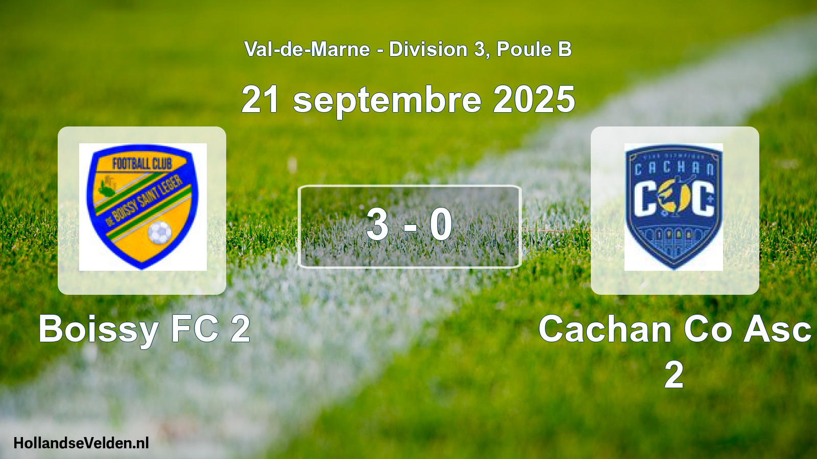 Match joué: Boissy FC 2 - Cachan Co Asc 2 3 - 0 (21 septembre 2025)