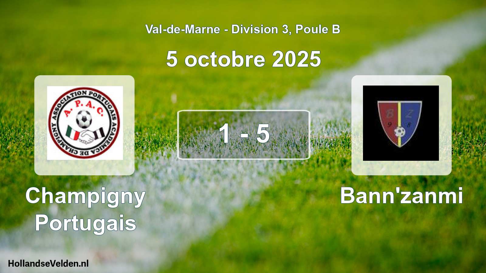 Match joué: Champigny Portugais - Bann'zanmi 1 - 5 (5 octobre 2025)