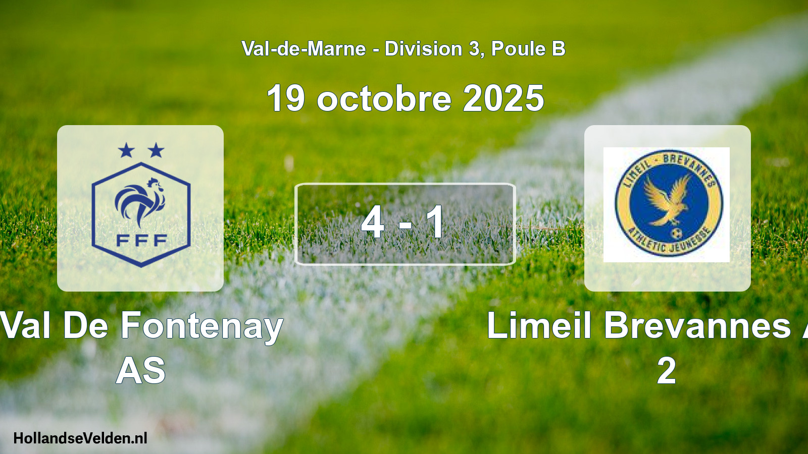 Gespeelde wedstrijd: Val De Fontenay AS - Limeil Brevannes A.j 2 4 - 1 (19 oktober 2025)