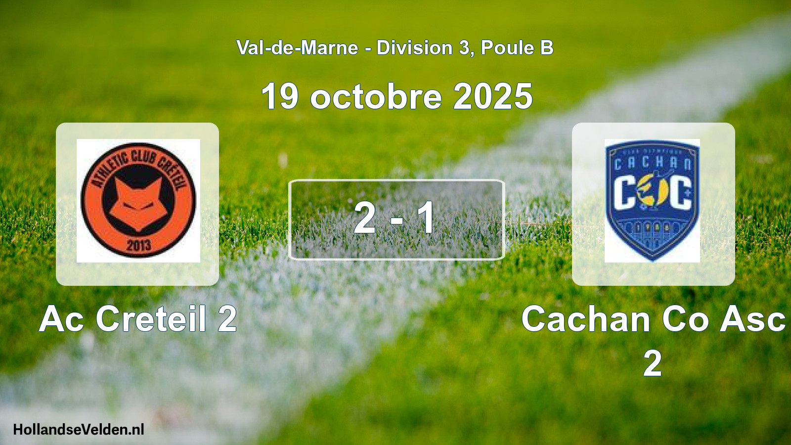 Match joué: Ac Creteil 2 - Cachan Co Asc 2 2 - 1 (19 octobre 2025)