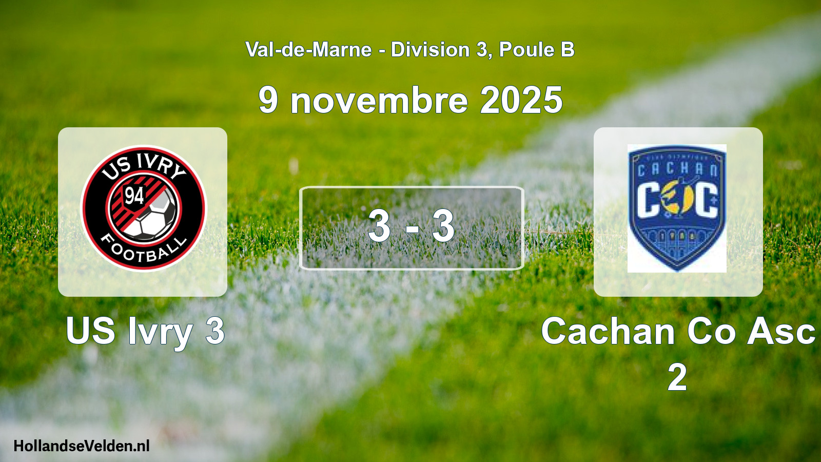Match joué: US Ivry 3 - Cachan Co Asc 2 3 - 3 (9 novembre 2025)