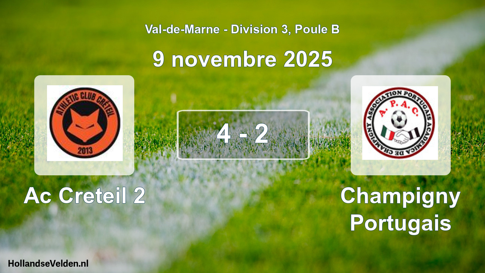 Match joué: Ac Creteil 2 - Champigny Portugais 4 - 2 (9 novembre 2025)