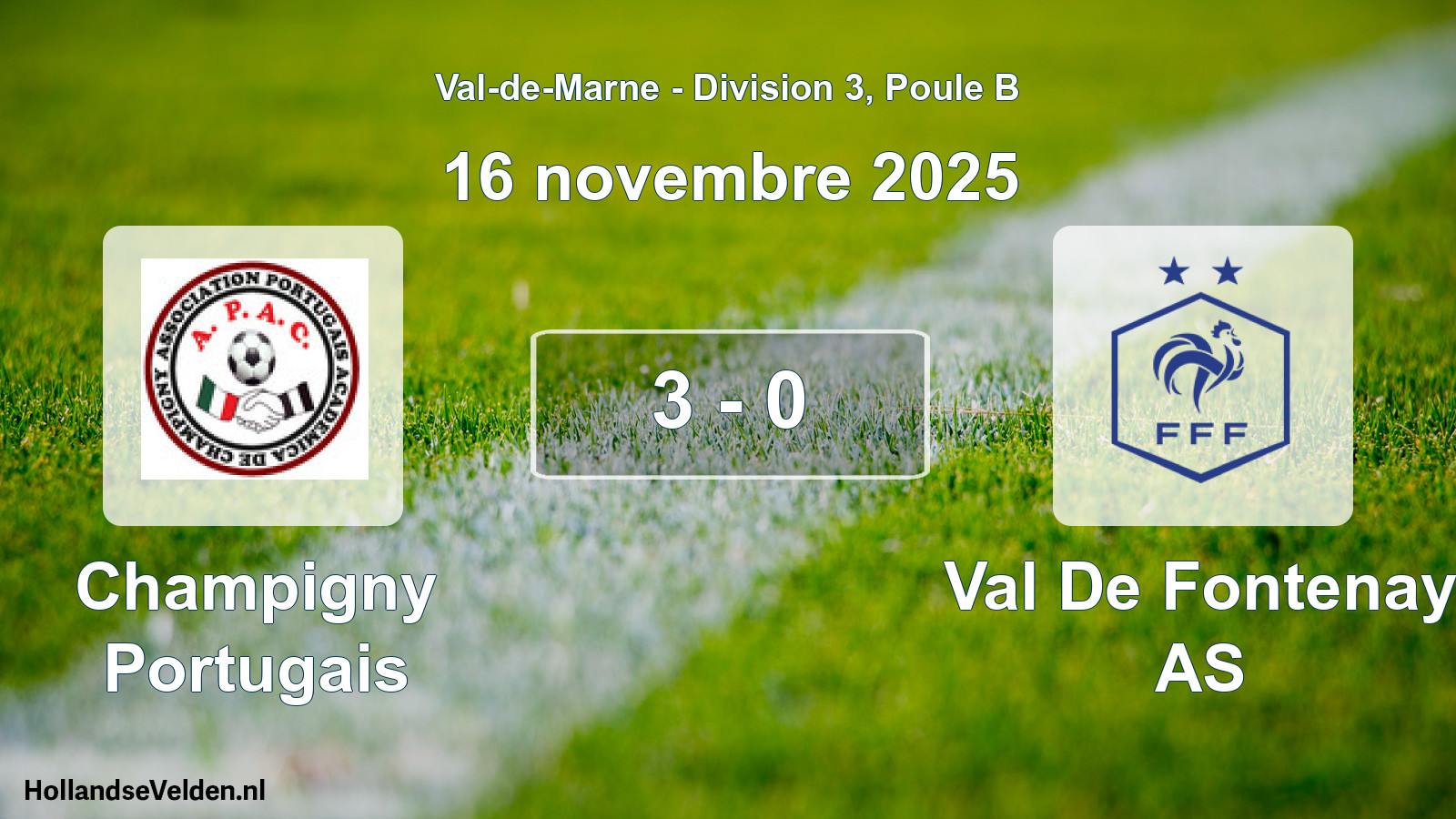 Match joué: Champigny Portugais - Val De Fontenay AS 3 - 0 (16 novembre 2025)