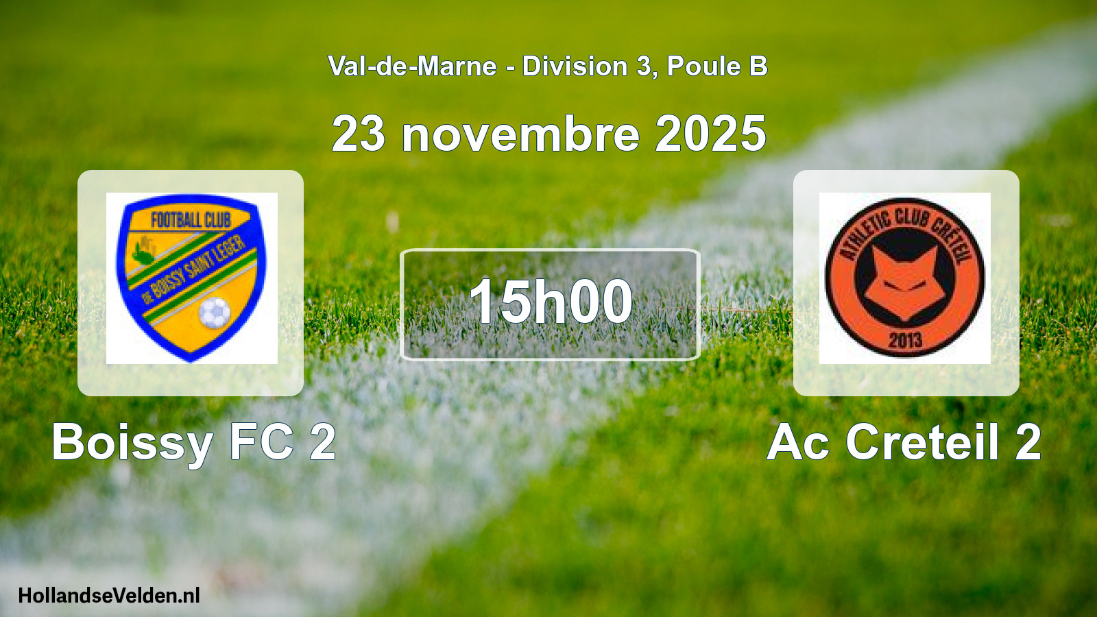 Match programmé: Boissy FC 2 - Ac Creteil 2 (23 novembre 2025)