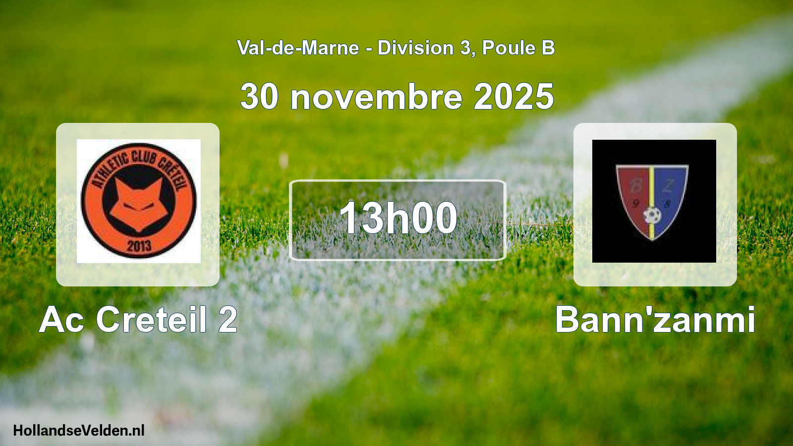 Match programmé: Ac Creteil 2 - Bann'zanmi (30 novembre 2025)