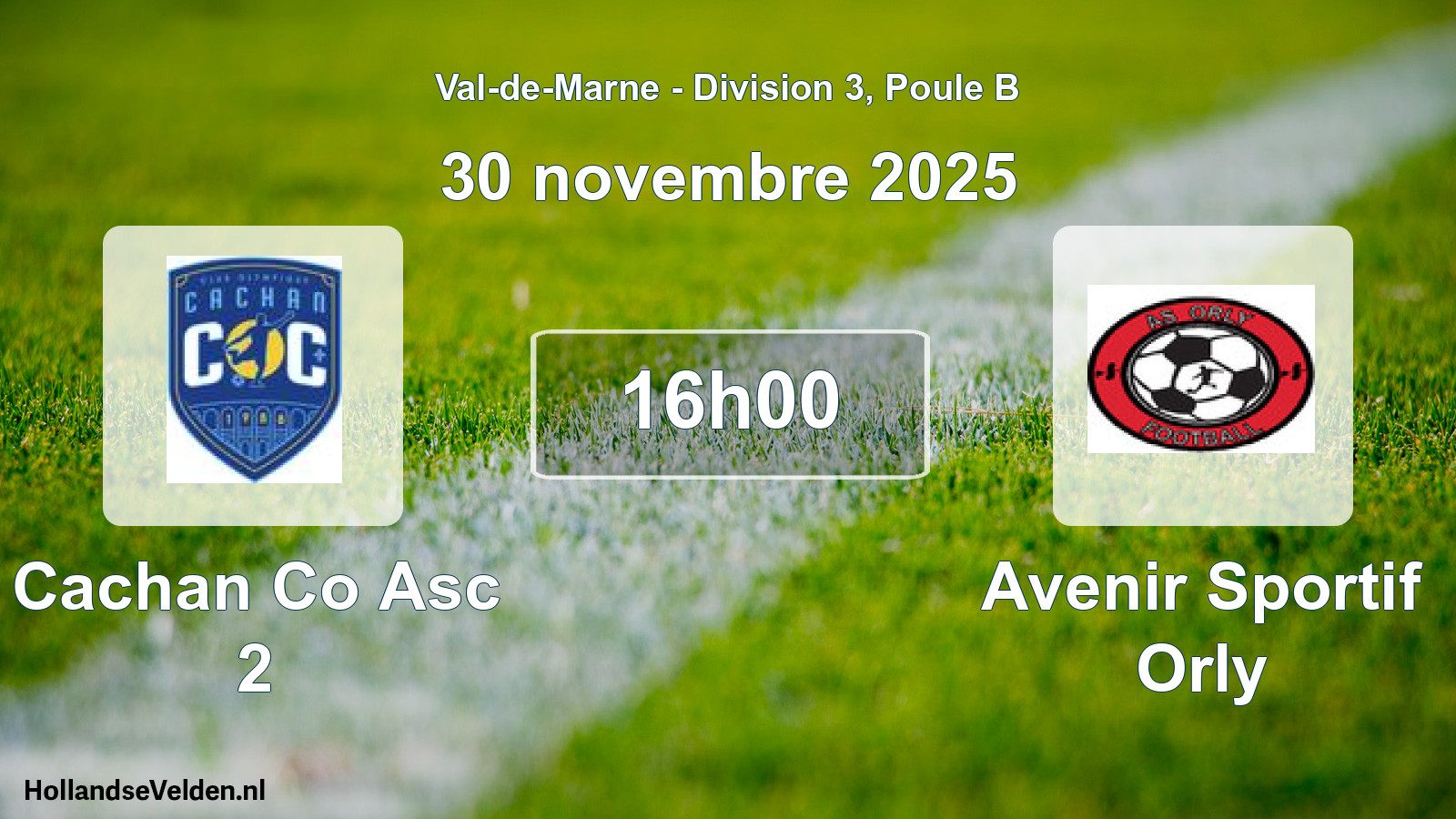 Match programmé: Cachan Co Asc 2 - Avenir Sportif Orly (30 novembre 2025)