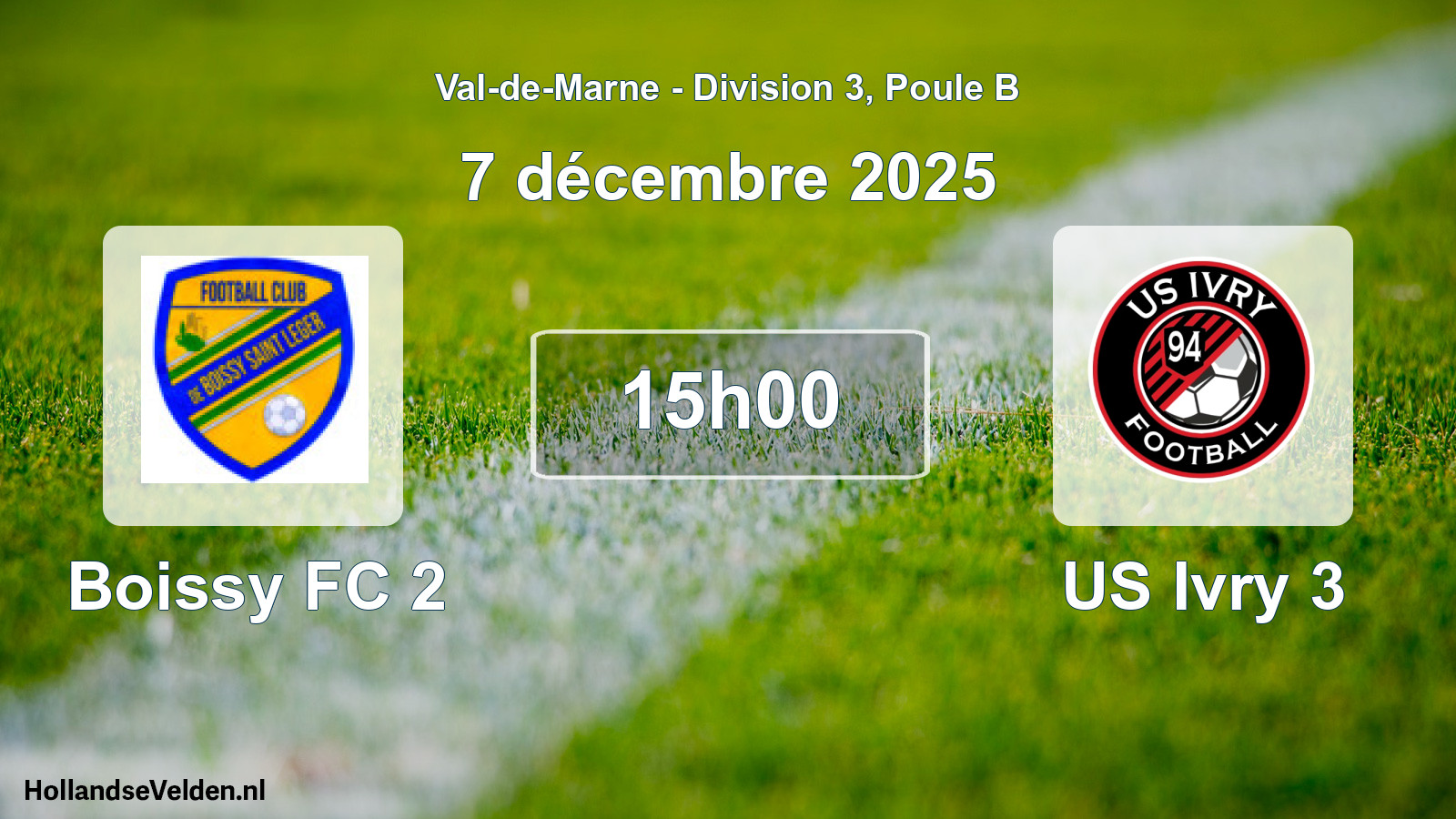 Match programmé: Boissy FC 2 - US Ivry 3 (7 décembre 2025)