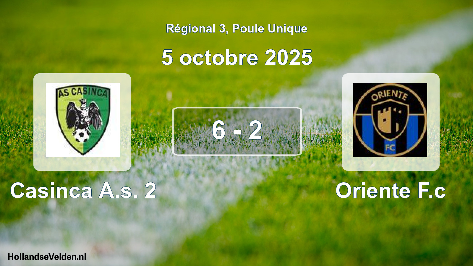 Gespeelde wedstrijd: Casinca A.s. 2 - Oriente F.c 6 - 2 (5 octobre 2025)