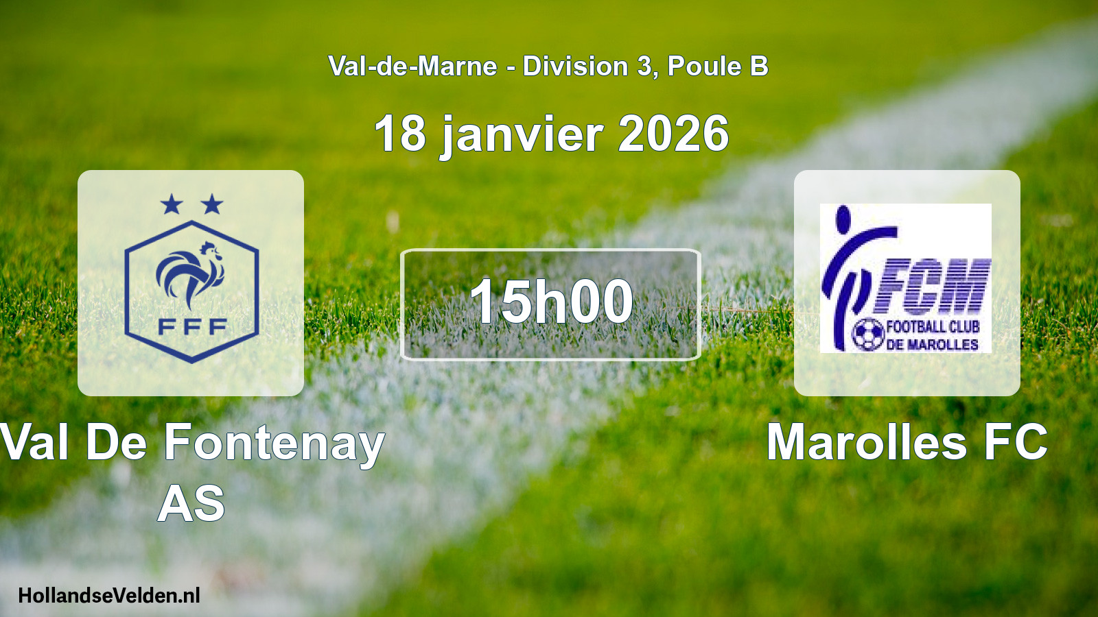 Scheduled Match: Val De Fontenay AS - Marolles FC (18 January 2026)