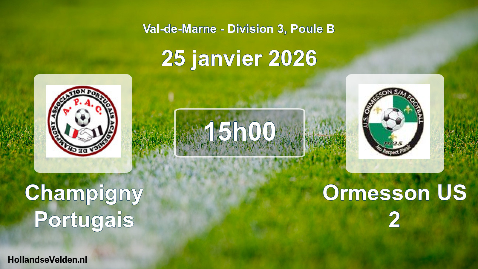 Geplande wedstrijd: Champigny Portugais - Ormesson US 2 (25 januari 2026)