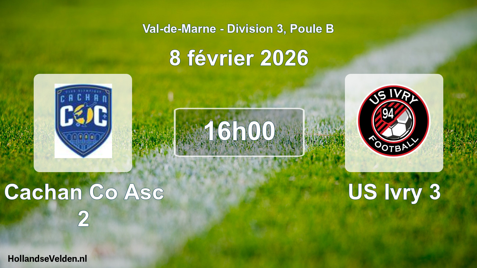 Match programmé: Cachan Co Asc 2 - US Ivry 3 (8 février 2026)