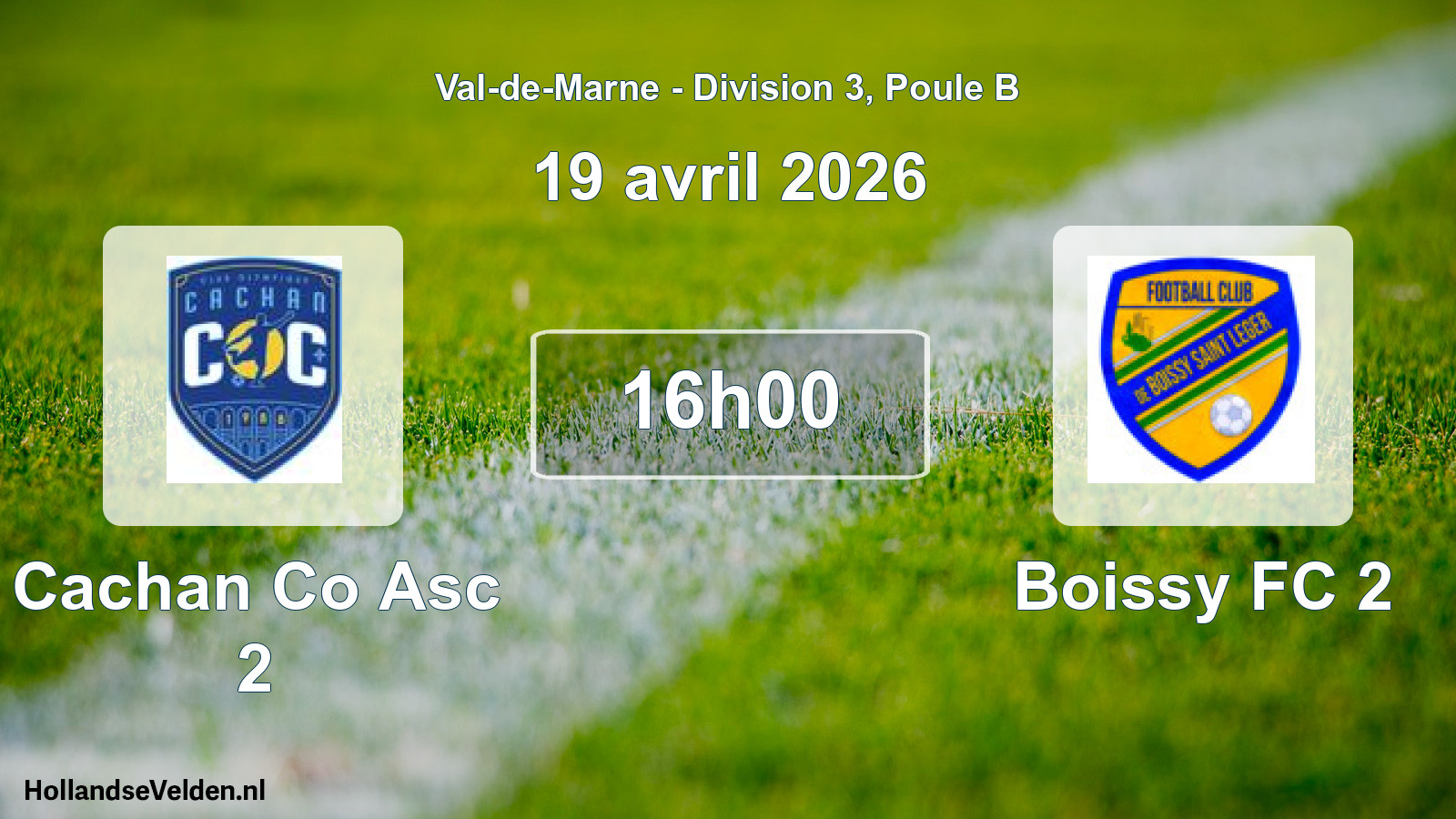 Geplande wedstrijd: Cachan Co Asc 2 - Boissy FC 2 (19 april 2026)