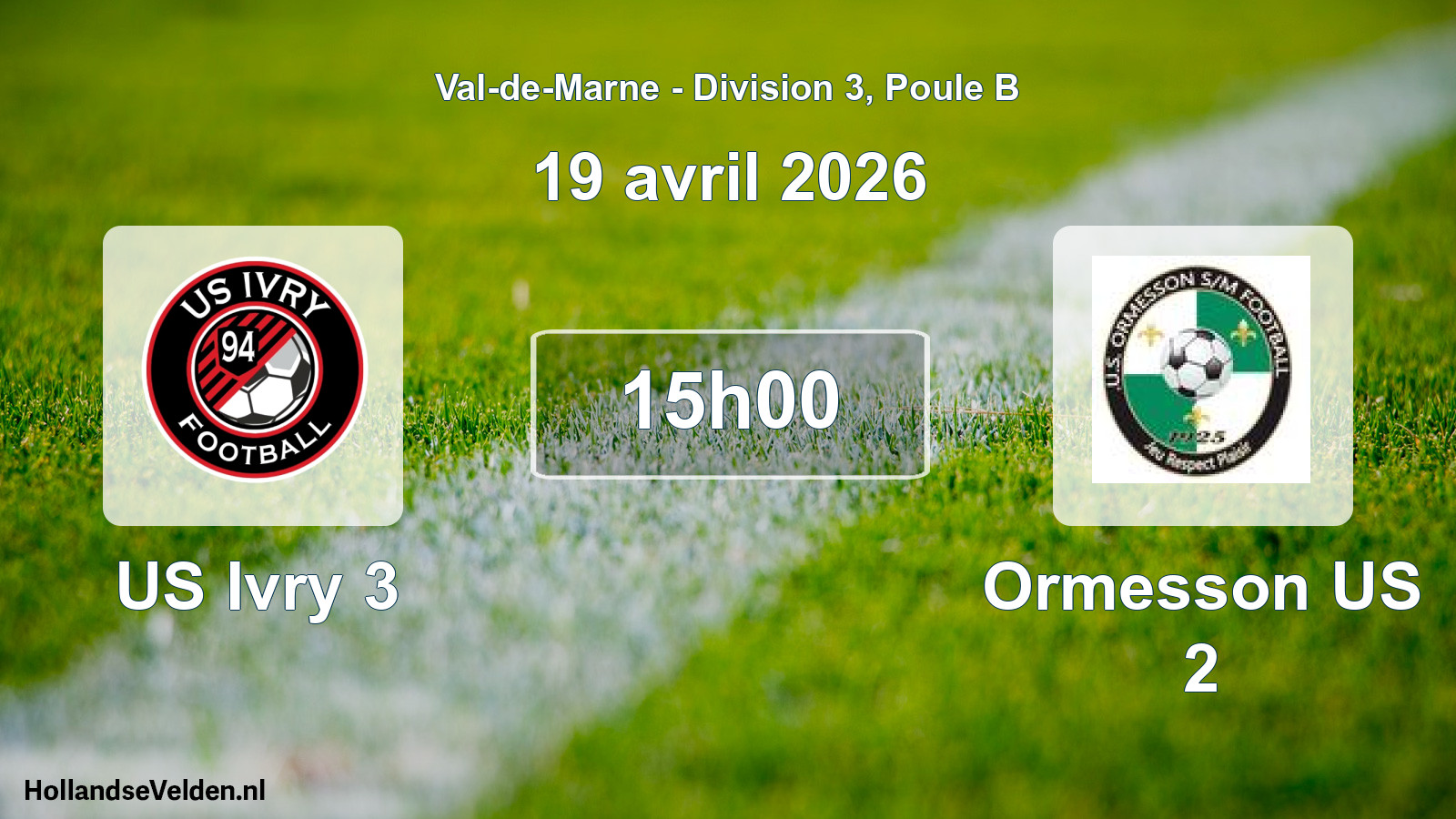 Match programmé: US Ivry 3 - Ormesson US 2 (19 avril 2026)